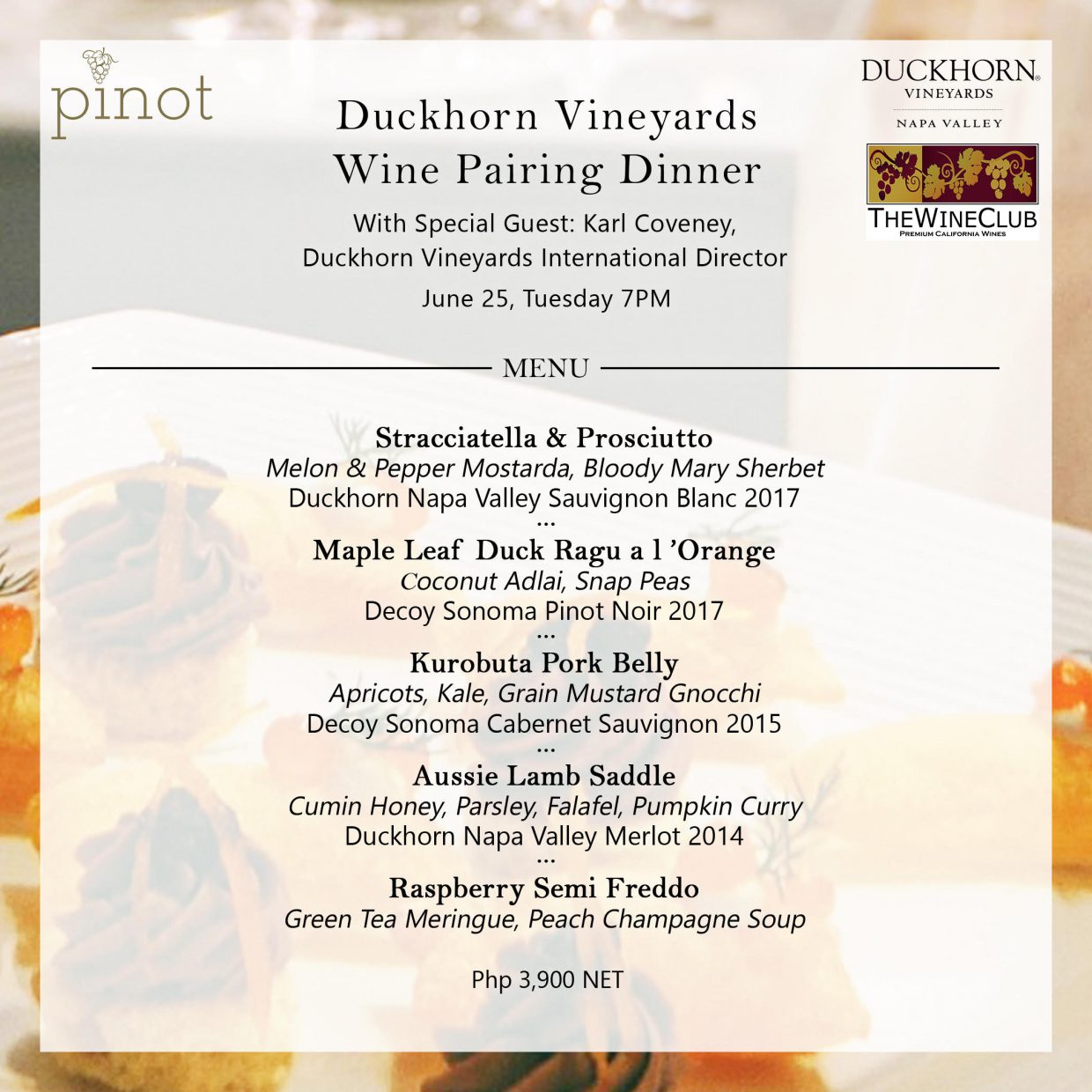 Duckhorn Vineyards Wine Pairing DInner | The Wine Club Philippines